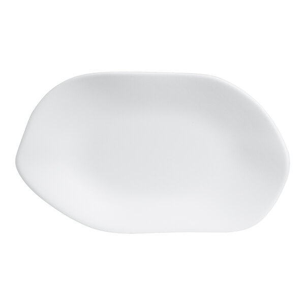 A white oval platter with a curved edge.