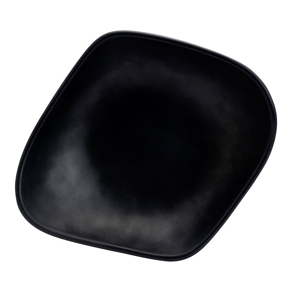 A black square Delfin Marisol small serving bowl with a black rim.