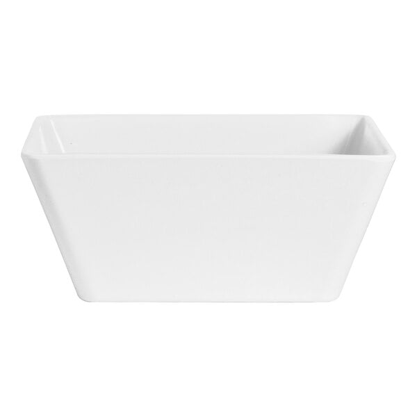 A white rectangular Delfin Quadro melamine bowl from Steelite International.