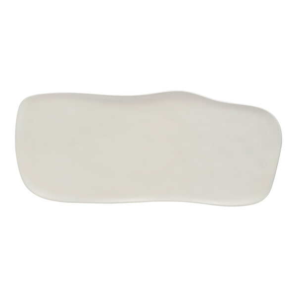 A white melamine platter with a sandshell design.