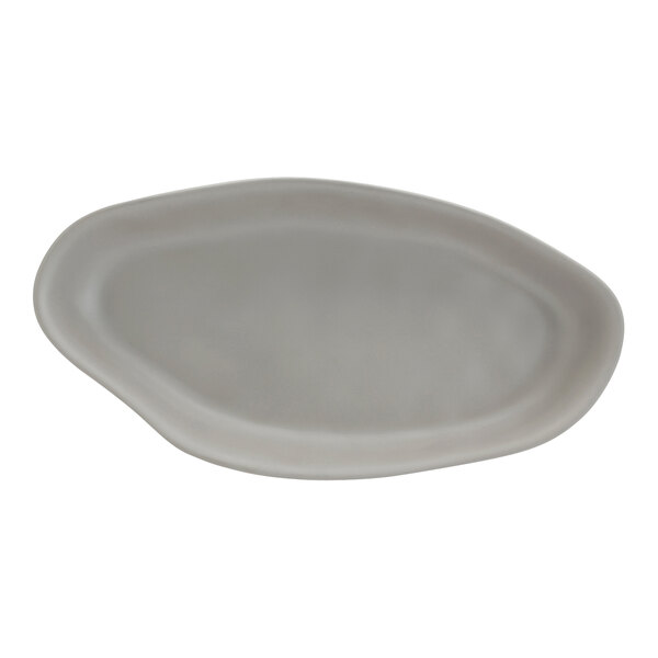 A Delfin Marisol Driftwood Gray melamine bowl with an oval shape.