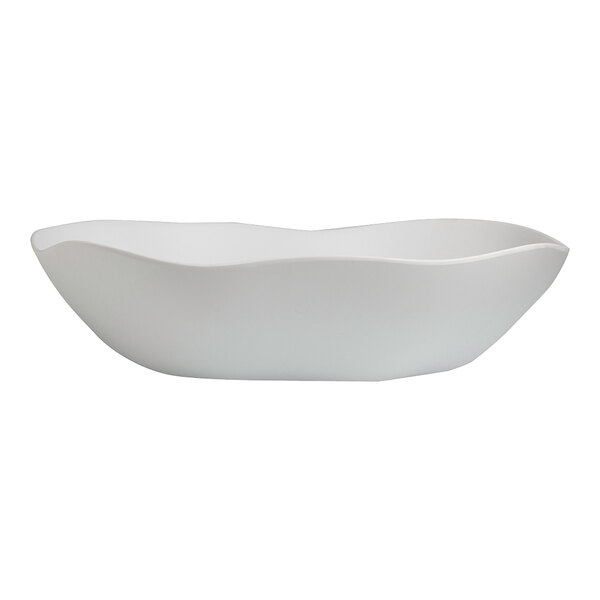 A white Delfin Marisol melamine bowl with a curved edge.