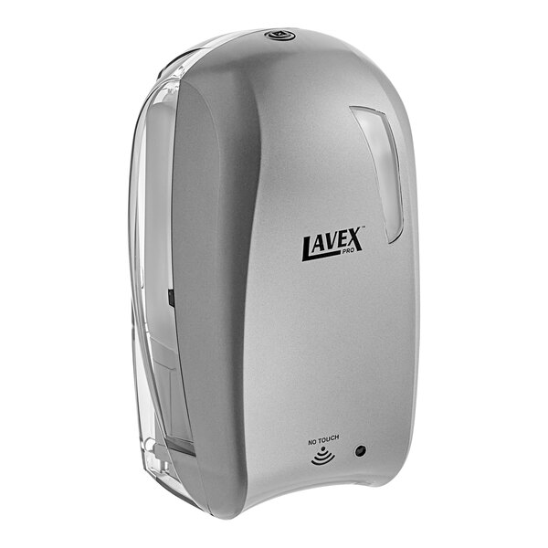 A grey and clear Lavex Pro titanium automatic foam soap dispenser.