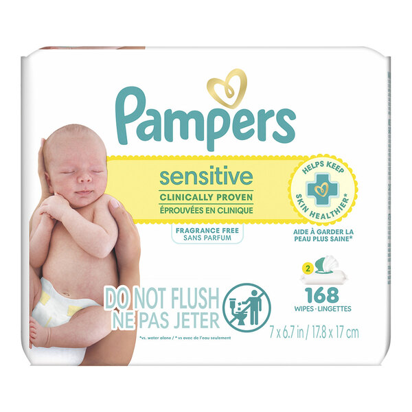 Pampers Sensitive 56-Count Unscented Baby Wipes - 3/Case