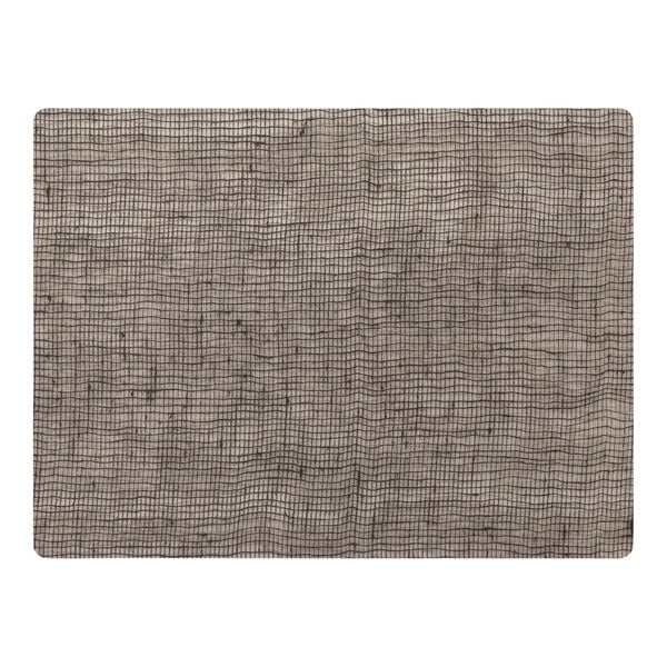 A gray silicone placemat with a woven linen pattern.