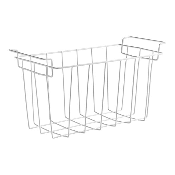 A white wire Galaxy basket with handles.