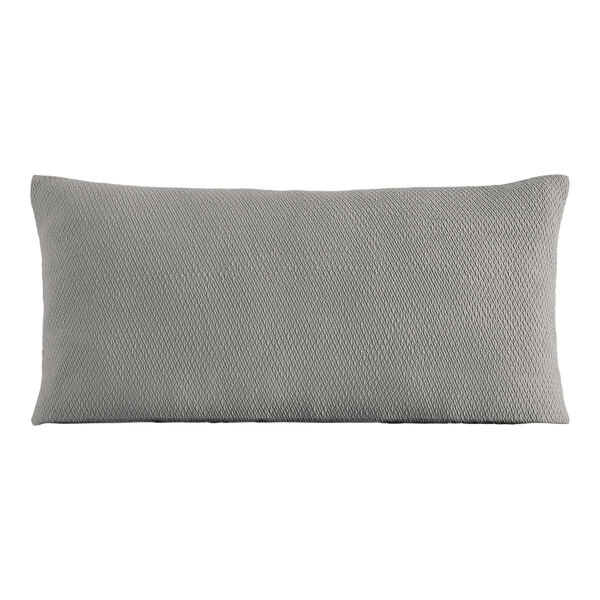 A grey rectangular Berkshire Hospitality knit2fit throw pillow.
