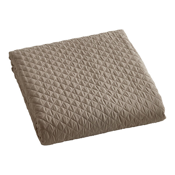 A white twin size Berkshire Radiance diamond quilted fitted coverlet in truffle.