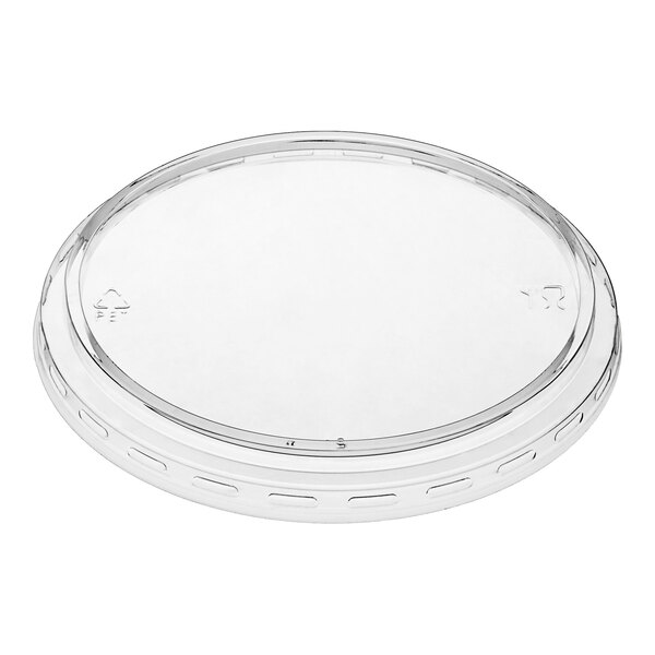 A clear plastic lid with a clear circle.
