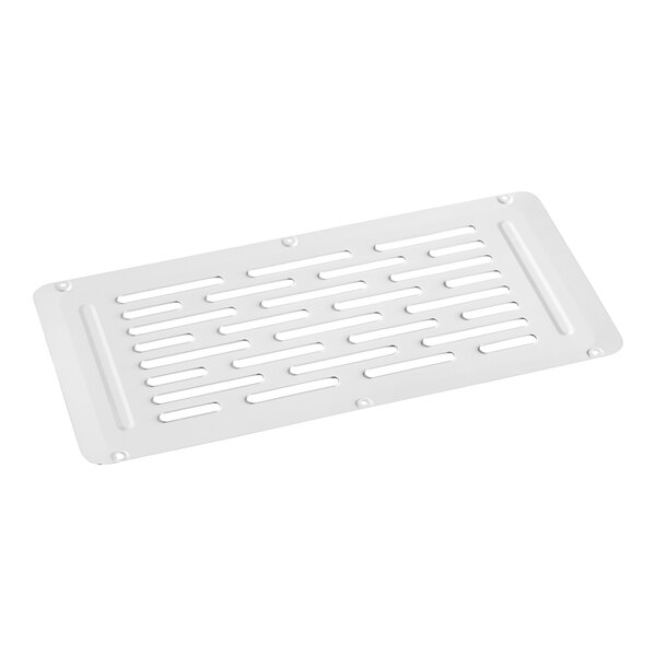 A white rectangular Galaxy side grille with holes.