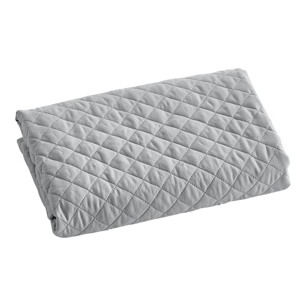 A grey diamond quilted pillow sham.