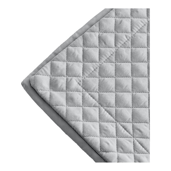 A gray quilted pillow sham with a white border.