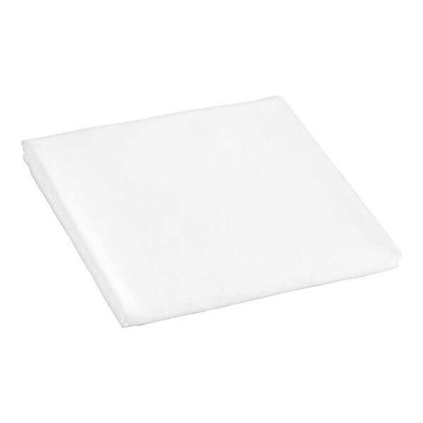 A white folded Berkshire Hospitality Taylor top sheet on a white surface.