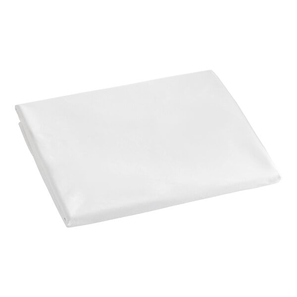 A white folded Berkshire Hospitality Protextile queen-size bed bug-proof box spring encasement.