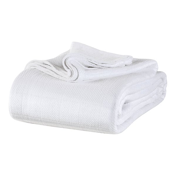 A white Berkshire Hospitality AllSoft cotton blanket folded on a white surface.