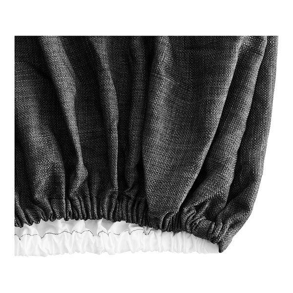 A close up of a black woven faux linen fabric with a fabric texture.