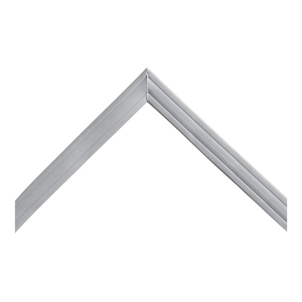 A close-up of a white metal frame with a silver trim for a Galaxy UCCF8.