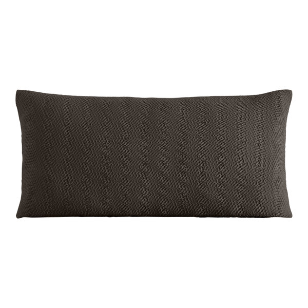 A black knit throw pillow with a dark gray diamond pattern.