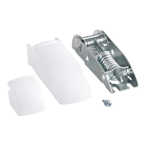 A Galaxy door hinge assembly kit for a UCCF8 refrigeration unit with metal springs and white plastic parts.