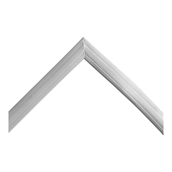 A close-up of a white curved door gasket corner for a Galaxy UCCF5.