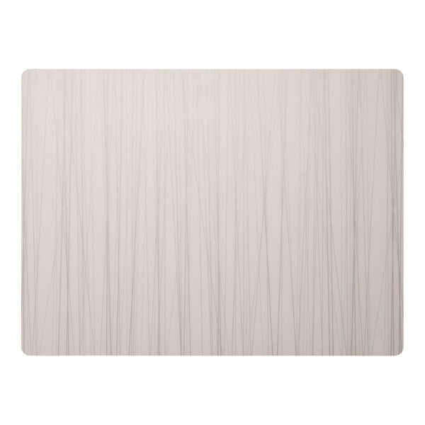 A white rectangular silicone placemat with a silver line pattern.