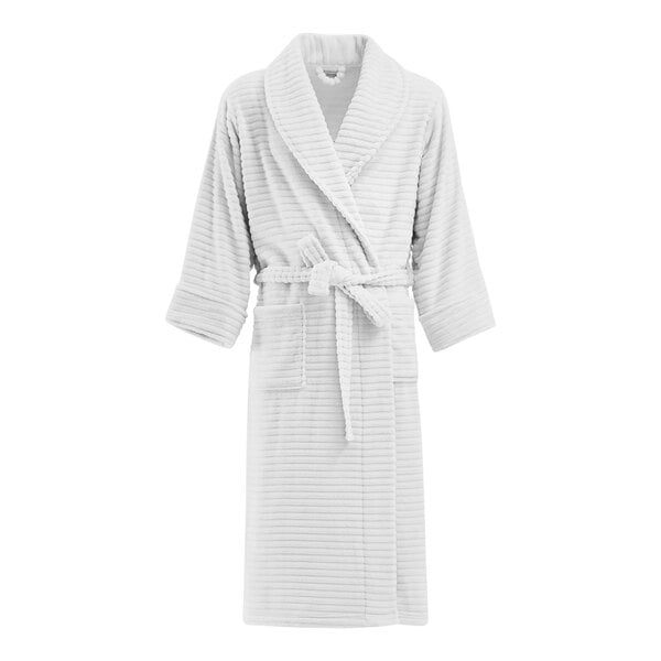 A white Berkshire Hospitality bath robe with a belt.