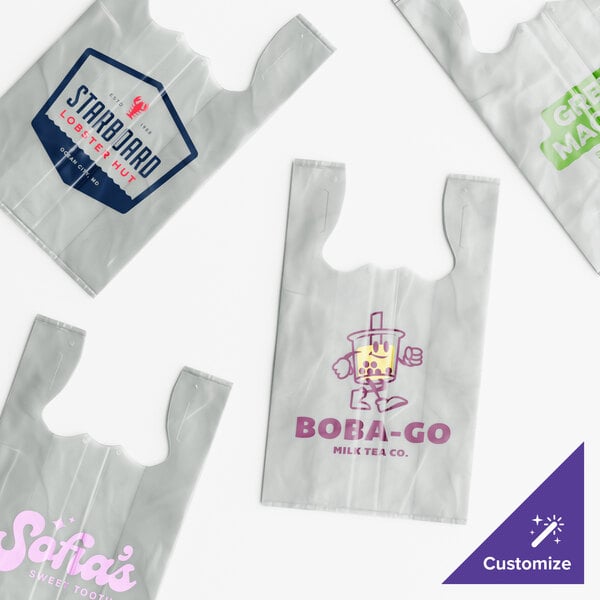 A group of unprinted gray plastic T-shirt bags.