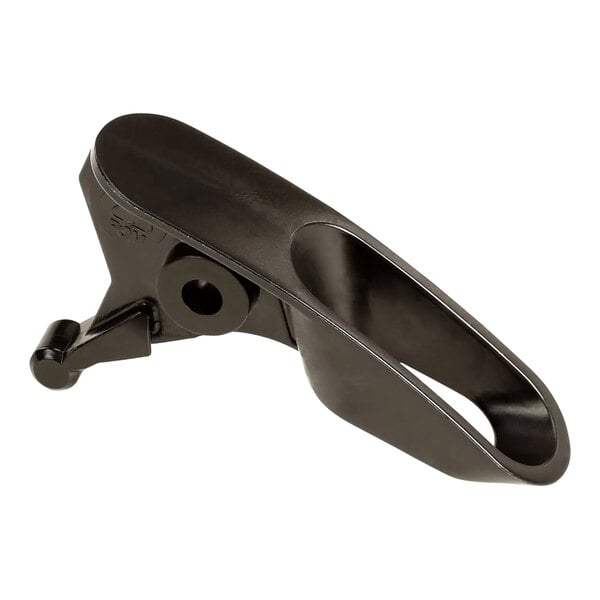 A black plastic round faucet handle clip.