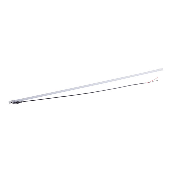 A white cable with a silver handle and white LED end.