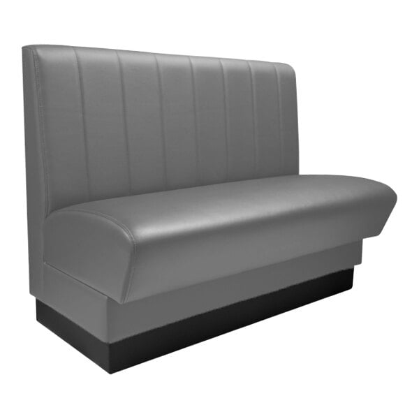 A graphite leather booth seat with black base.