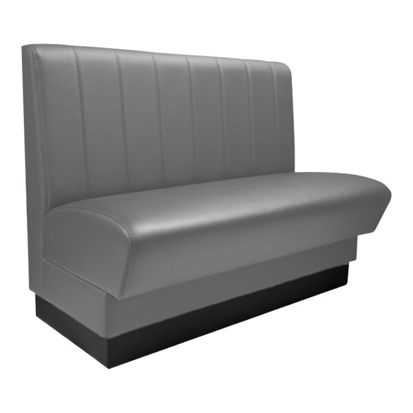 A QA Group graphite grey booth seat with black base.