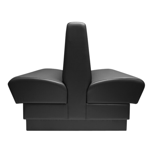 A black plain double back booth with a black leather seat and backrest.