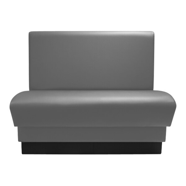A graphite leather booth with a plain back.