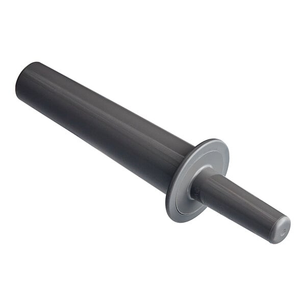 A grey plastic pipe with a metal handle.