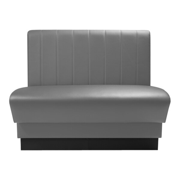 A graphite leather booth from QA Group with black legs.