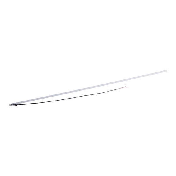 A long white LED light with white and black cables.