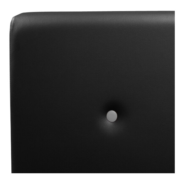 A black leather surface with a round button and a white circle.