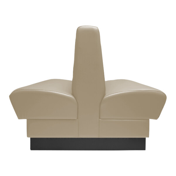 A beige rectangular booth with a white border.