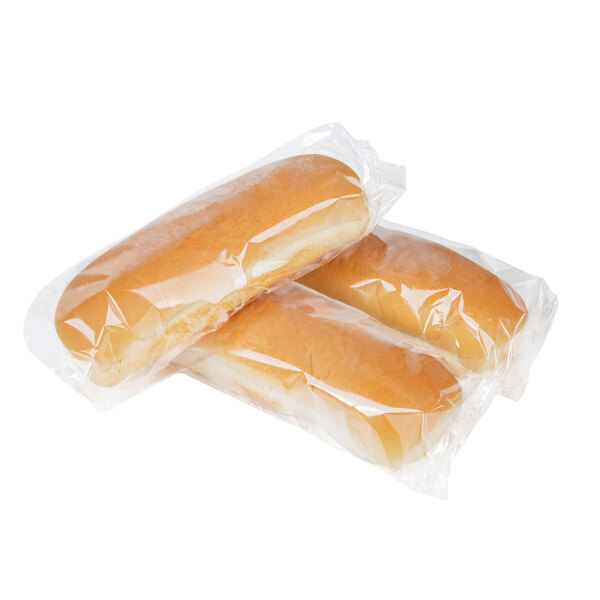 A group of Gonnella Baking Company hot dog buns in plastic bags.