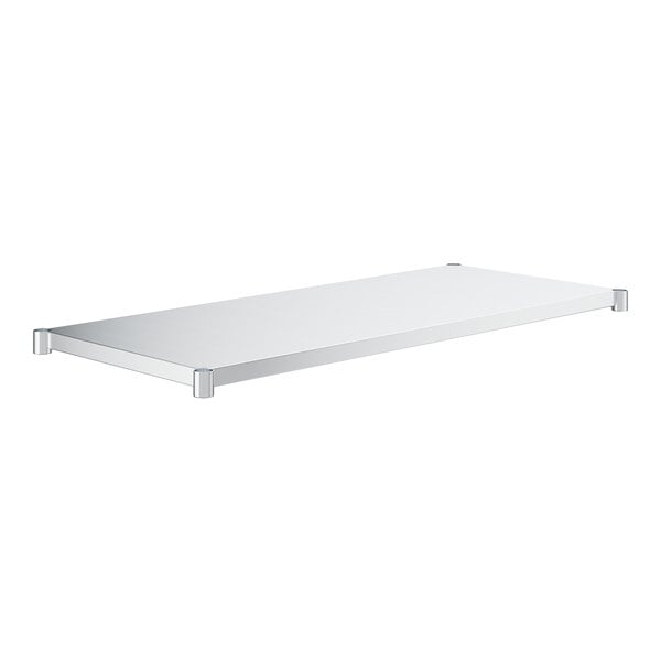 A white rectangular shelf with metal legs.