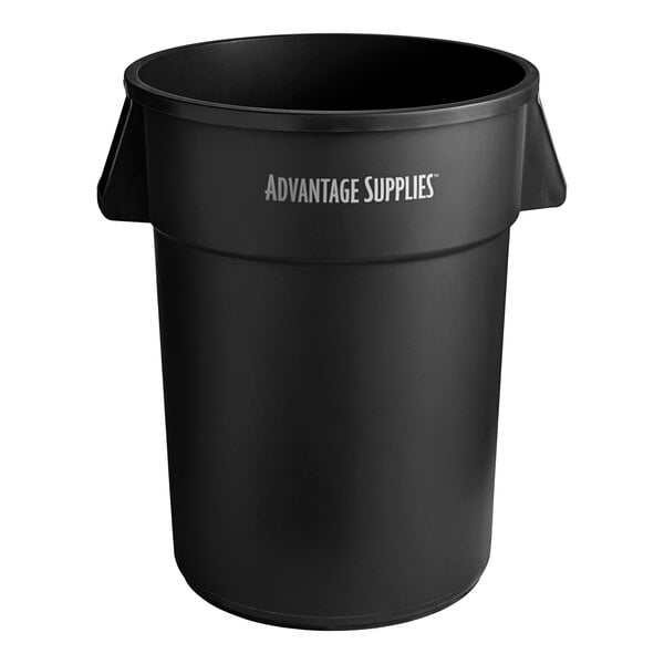 Advantage Supplies 44 Gallon Black Round Commercial Trash Can