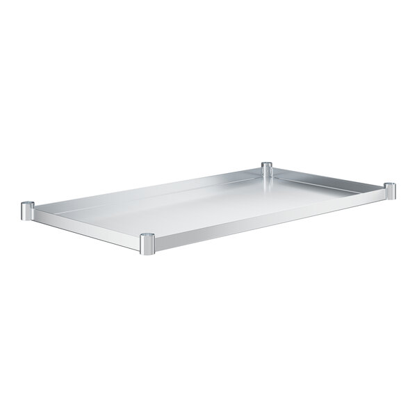 A white rectangular Steelton undershelf with metal corners.