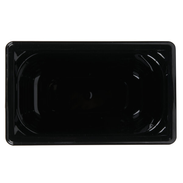 A black rectangular Vollrath 8046420 Super Pan plastic container.