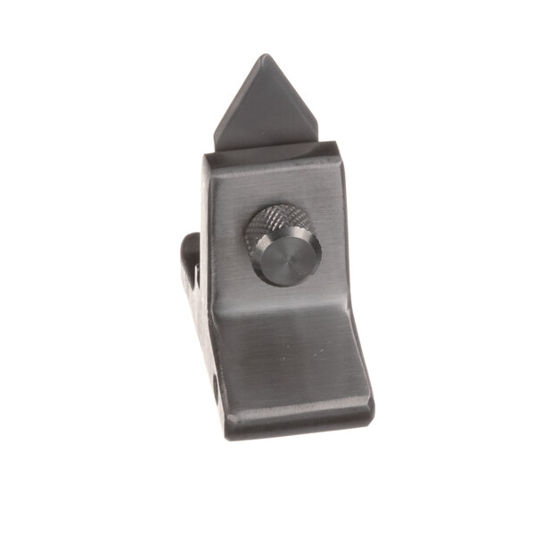 An Edlund black metal knife holder clip with a knob.