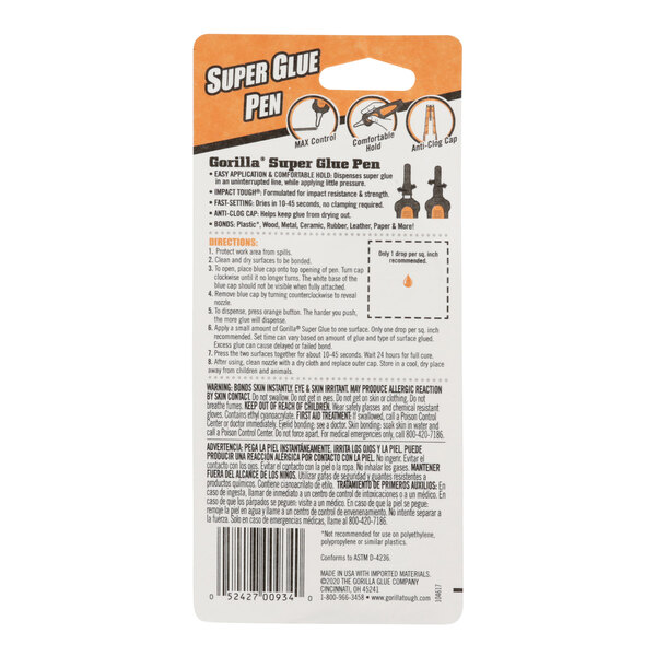 A package of Gorilla Super Glue Pen on a table.