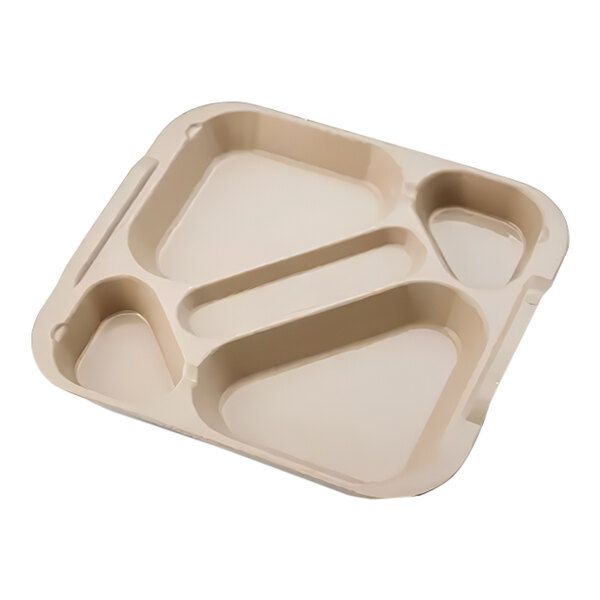 An Araven beige polypropylene tray with five compartments.