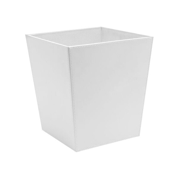 A white square room360 London faux leather wastebasket.