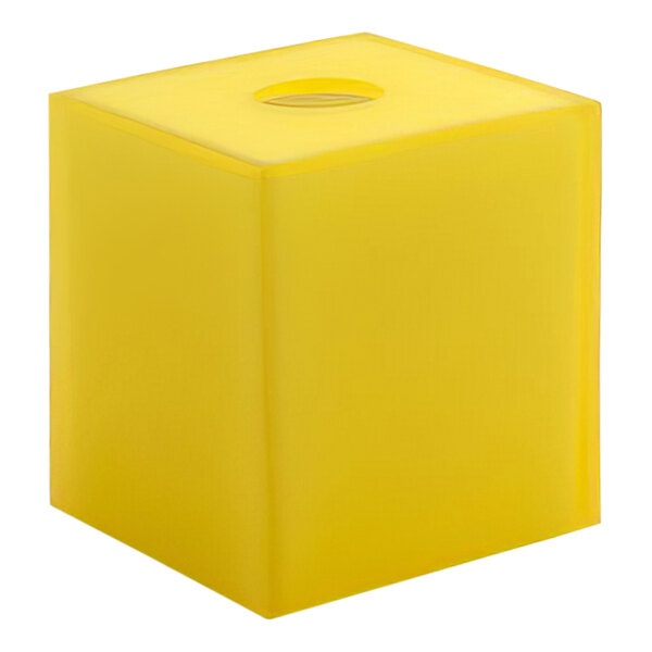 A yellow square resin box with a hole in the top.