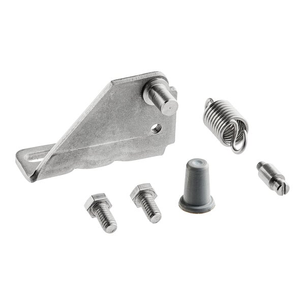 A MainStreet Equipment bottom left door hinge kit for refrigeration equipment with screws and bolts.