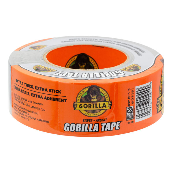 A silver roll of Gorilla duct tape.